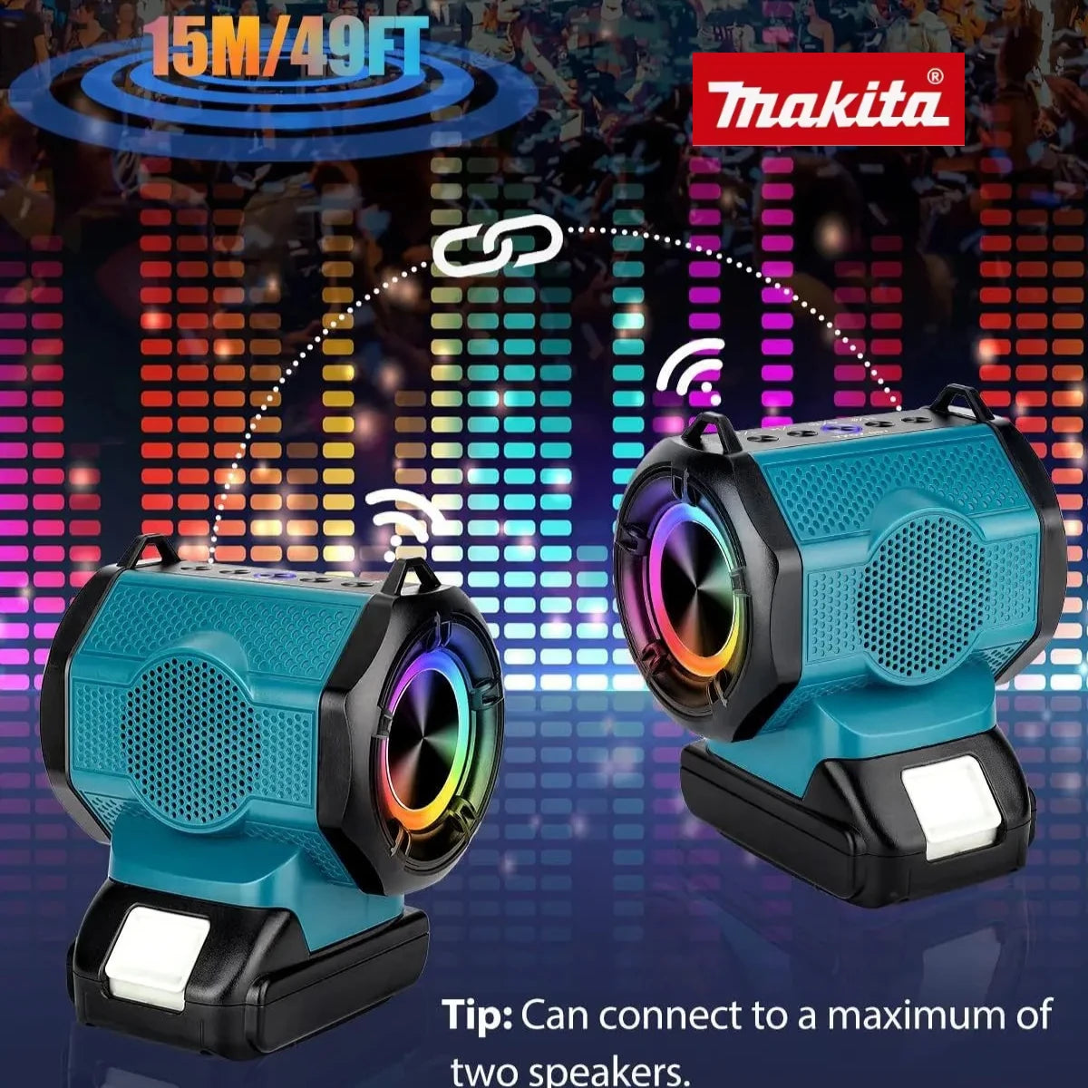 Makita Bluetooth Speaker For Milwaukee/Dewalt 18V 20V Battery With USB Type-C Port Charge Player Loudspeaker Amplifier