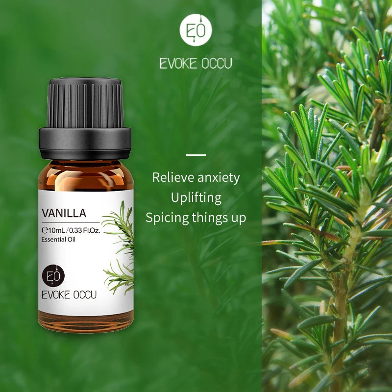 EVOKE OCCU 10mL Essential Oil, Lavender Jasmine Rose Vanilla Pure Natural Oil for Diffuser Humidifier Massage Candle Soap Making