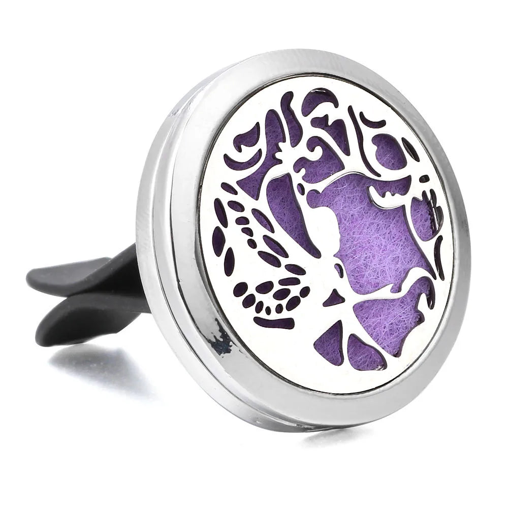 Essential Oil Diffuser Stainless Steel Magnetic Car Air Freshener Vent Clip + 1pcs Pad