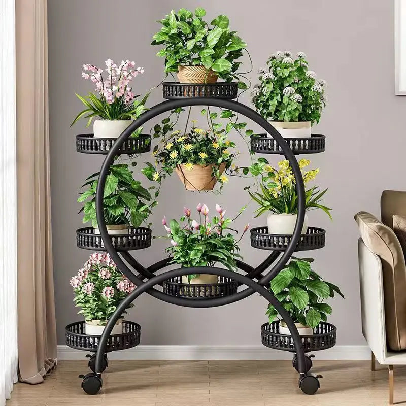 Metal Mobile Plant Rack with Locking Wheels