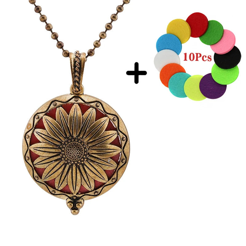 Popular Design Fashion Aromatherapy Locket Necklace Perfume Essential Oil Diffuser