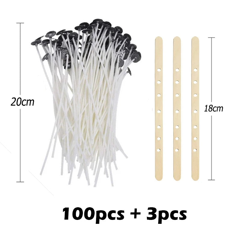 Multiple Sizes Waxed Cotton Thread Candle Wick 100pcs/set Smokeless Wick & Holder