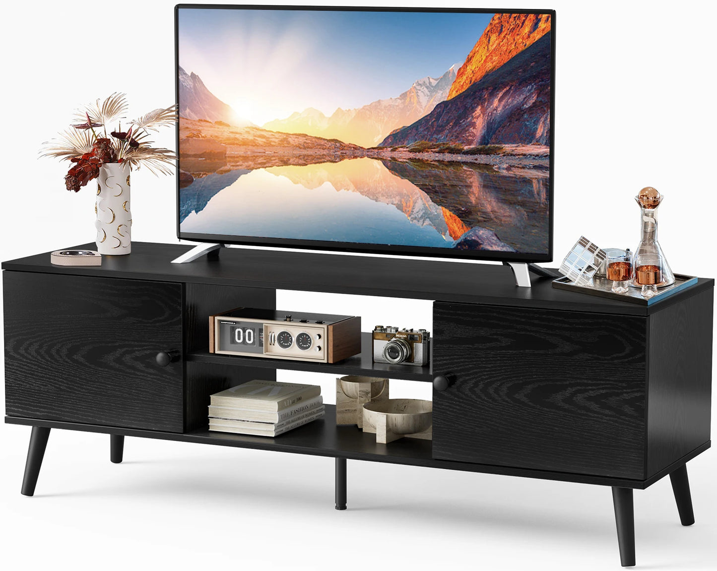 MCQ Wooden For 50 Up To 60 Inch TV Adjustable Shelf 2 Storage Entertainment Center
