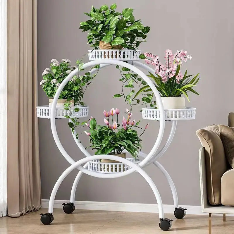 Metal Mobile Plant Rack with Locking Wheels