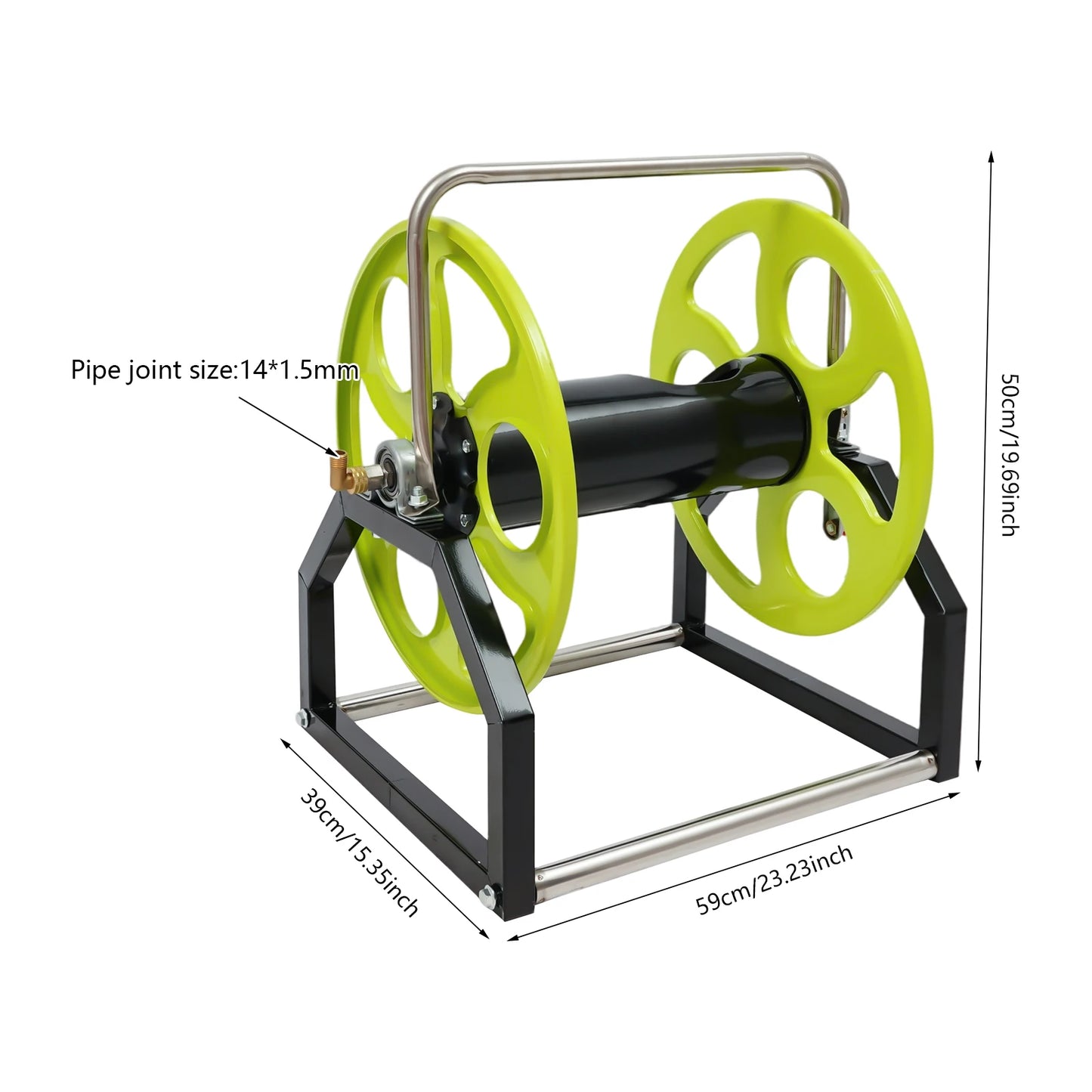Garden Hose Reel, 360° Wall Mounted Water Hose Reel with Crank Handle, 328FT Metal Hose Reels for Lawn Watering