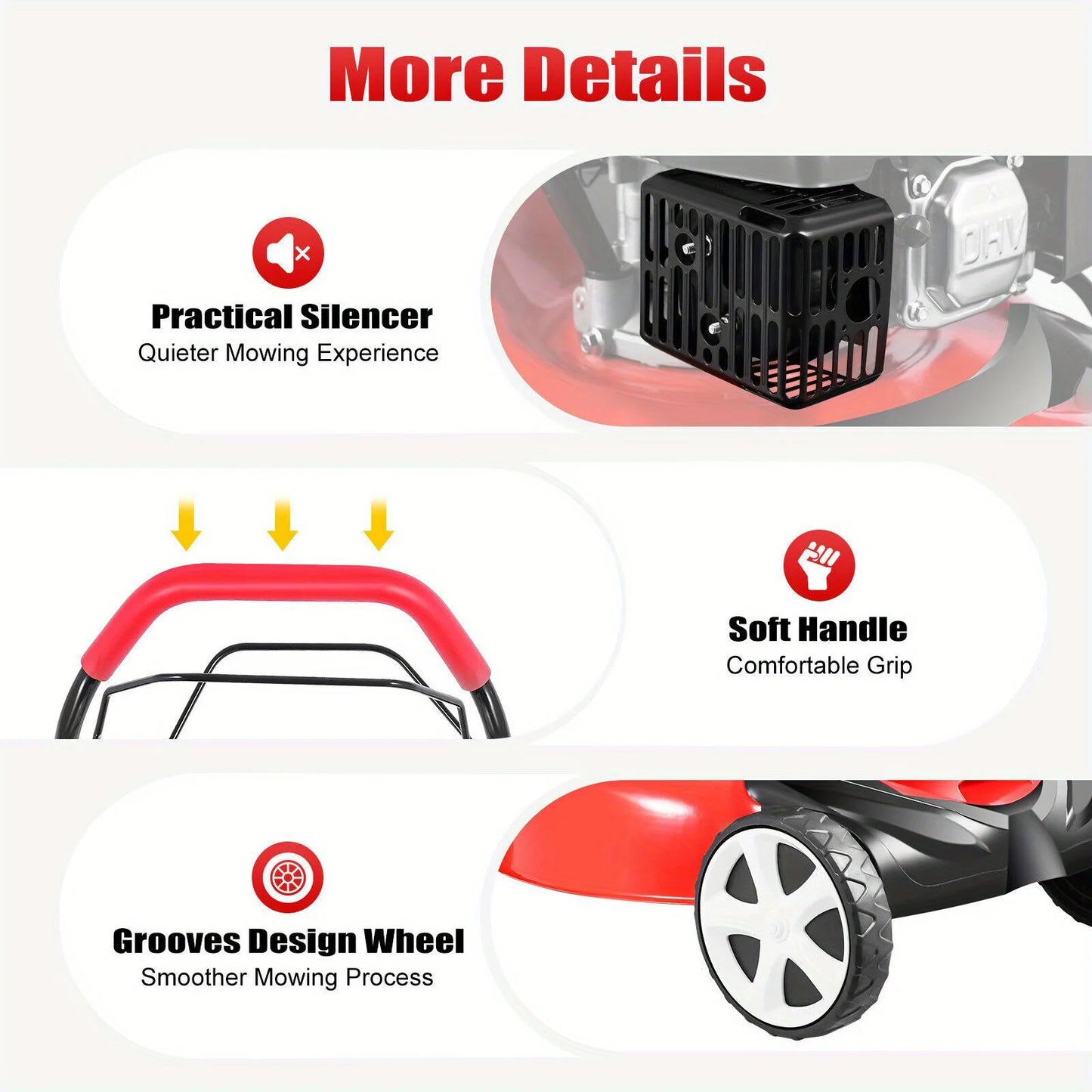 Self-Propelled Gas Lawn Mower – 140cc 4-Stroke Engine, 20" Cut Width & 8-Position Height
