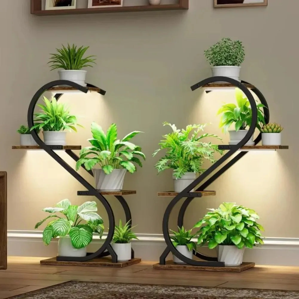 Plant Stand 29'' Plant Stand Indoor with Grow Light, 4 Tiered Metal Plants Shelf indoors,