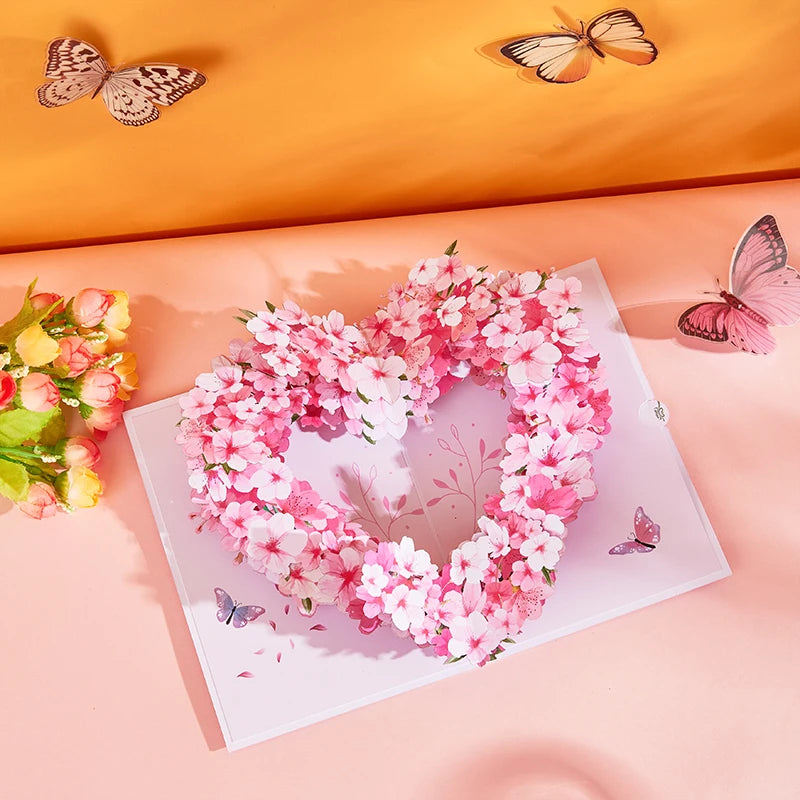 Valentine's Day Pink Cherry Blossom Pop Up Card