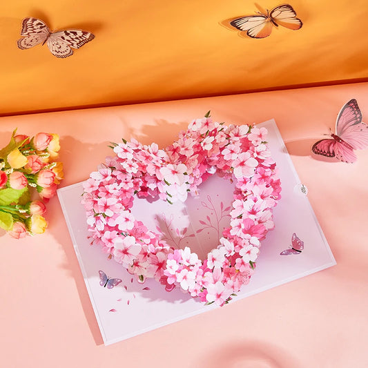 Valentine's Day Pink Cherry Blossom Pop Up Card