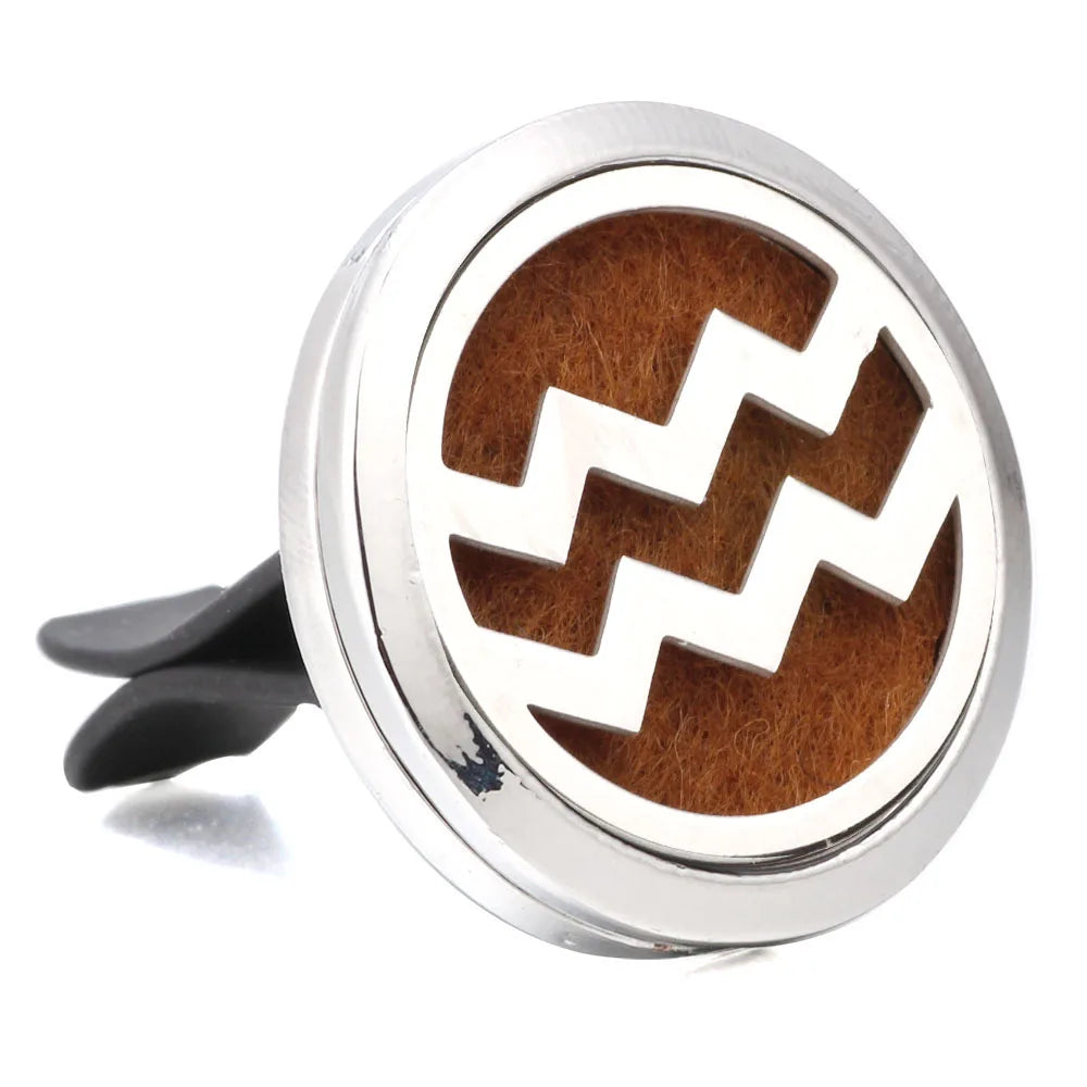 Essential Oil Diffuser Stainless Steel Magnetic Car Air Freshener Vent Clip + 1pcs Pad