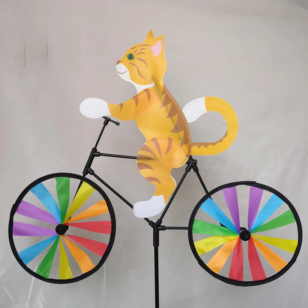 Cat on Bike Wind Garden Bird Repellent