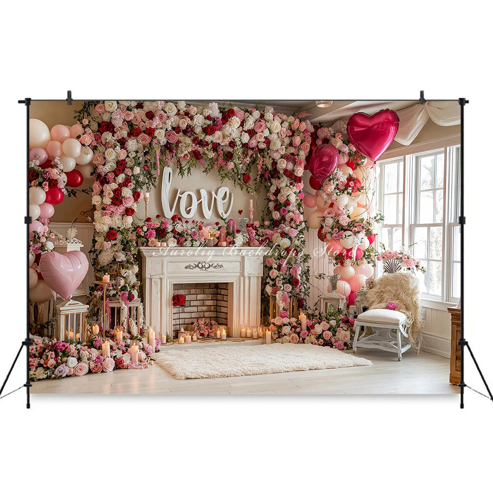 Valentines Day Backdrops Child Baby Photo Props Adult Kids Decors Heart-Shaped  Balloons Photography Studio Backgrounds