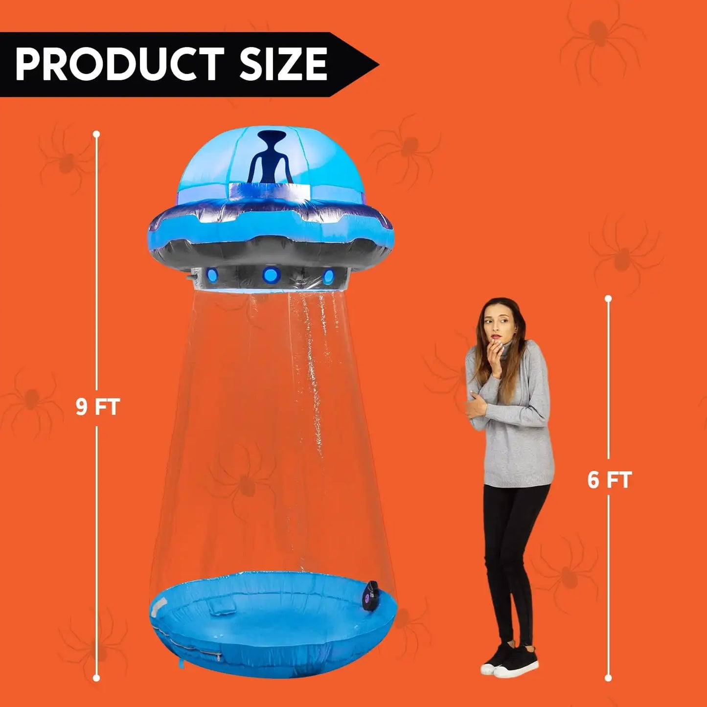 Inflatable 9 ft UFO Alien Decoration for Halloween Decoration with Built-in LED