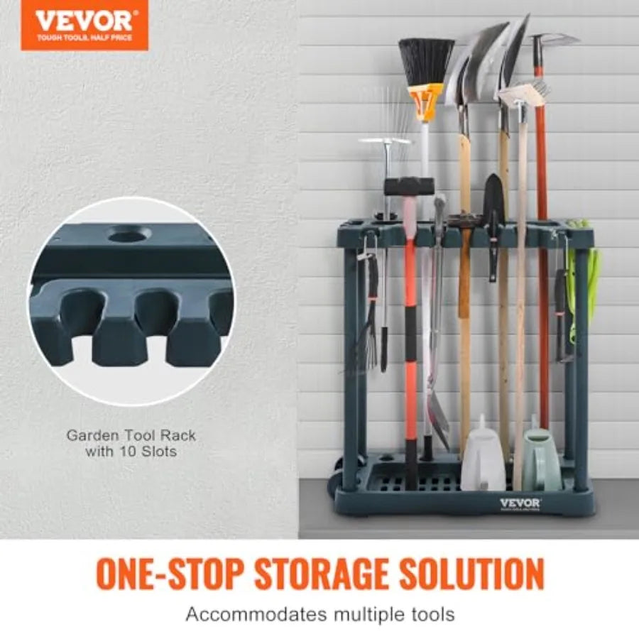 Garden Tool Organizer, 10 Slots, Yard Tool Tower Rack for Garage Organization and Storage