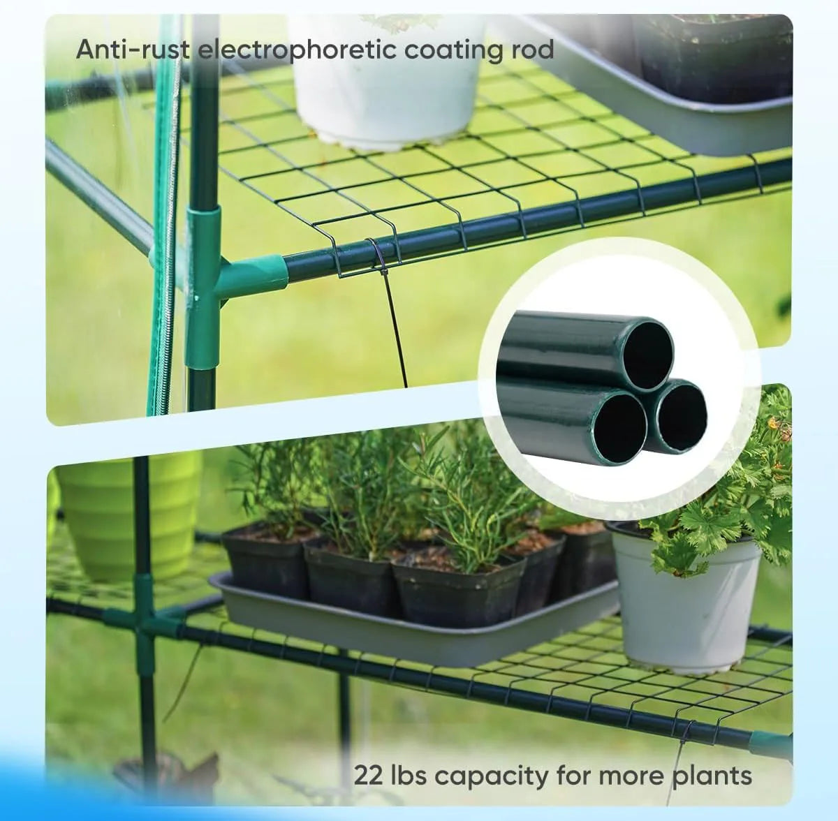 Large Outdoor Greenhouse For Gardening Metal Frame Easy Assembly