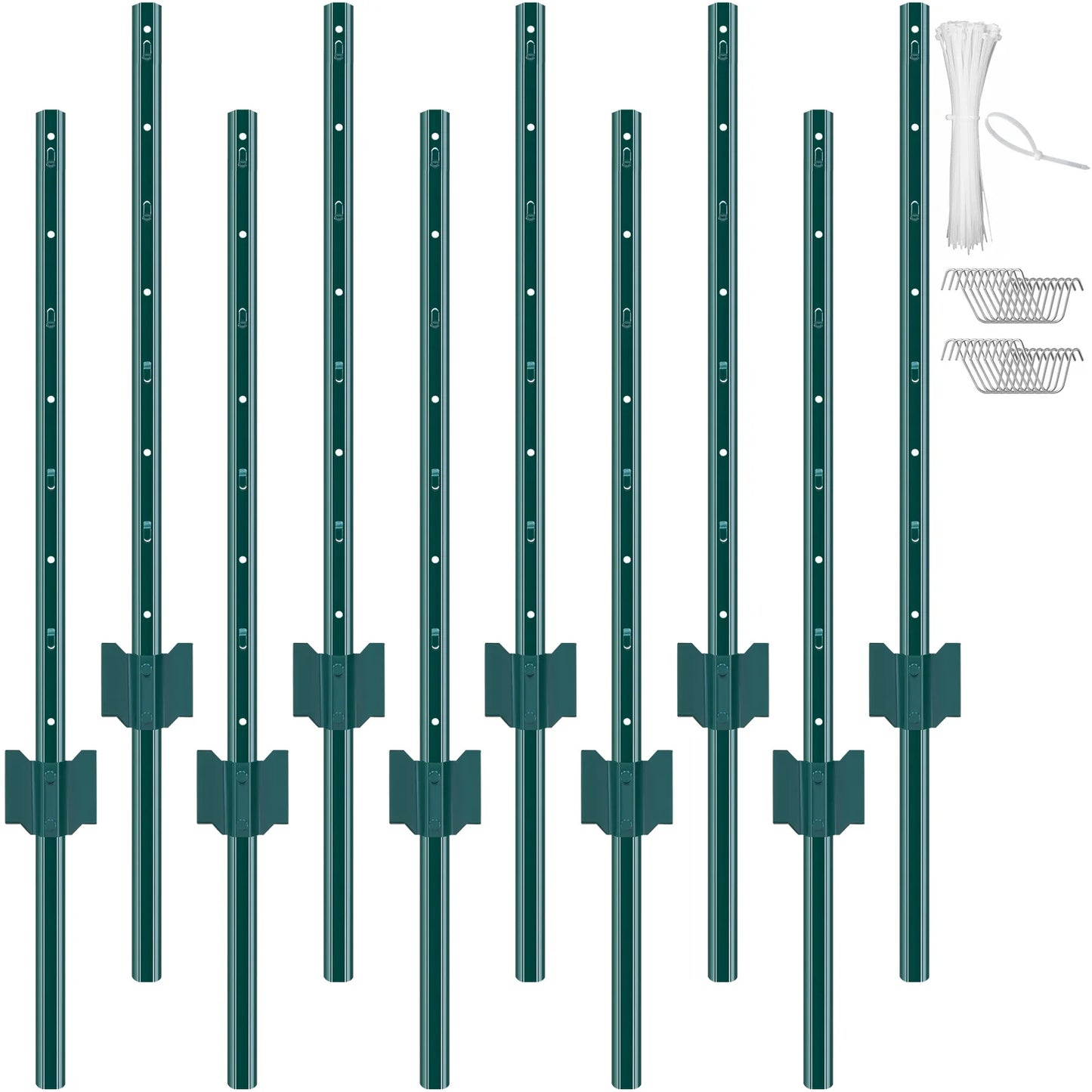 4/5/6/7 Ft Fence Post 6/10 Pack T-Post Heavy Duty Metal Fence Posts Green