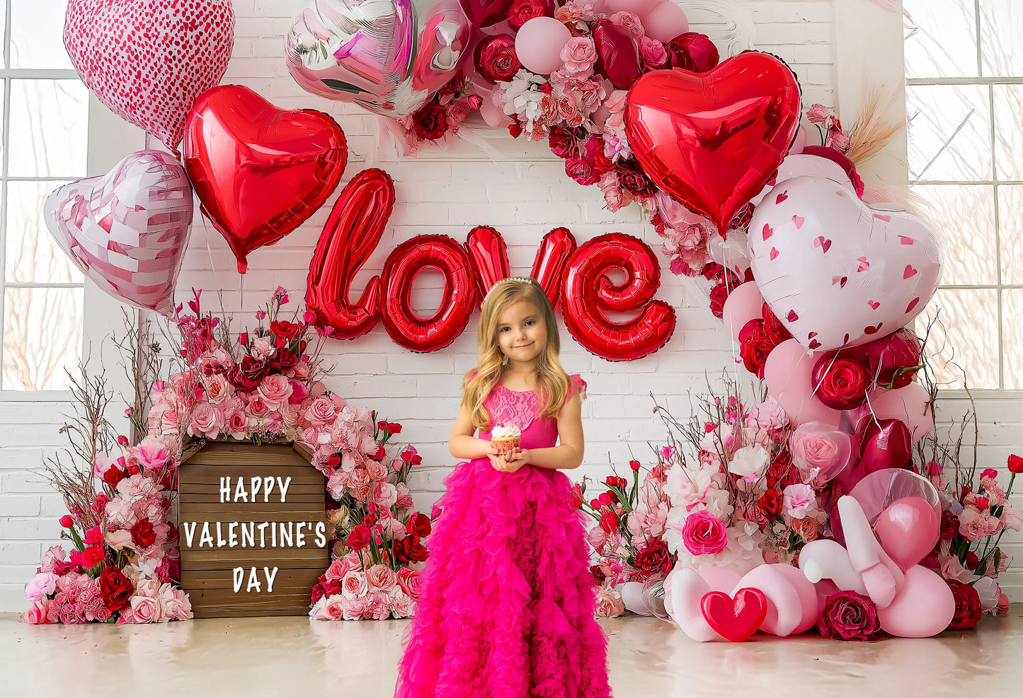Valentines Day Backdrops Child Baby Photo Props Adult Kids Decors Heart-Shaped  Balloons Photography Studio Backgrounds