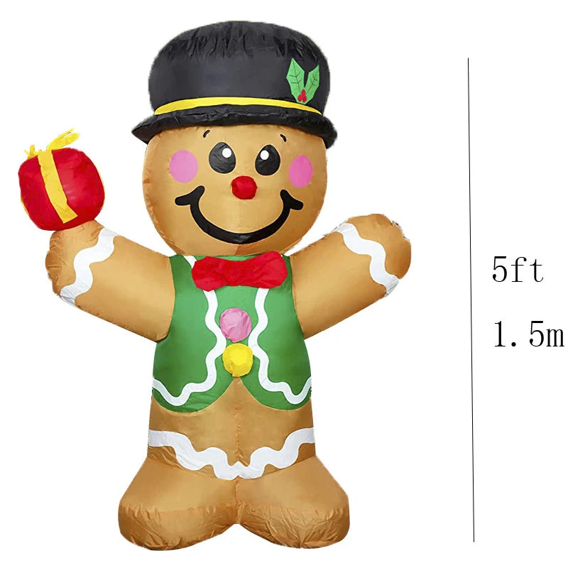 12 Foot Giant Christmas Inflatable Gingerbread Man with Candy Cane LED Lights Yard Home Party Decor