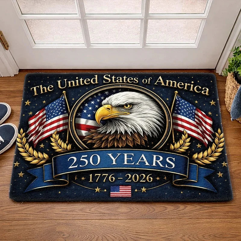USA 250th Anniversary Doormat American Eagle Flag Non Slip Entrance Rug