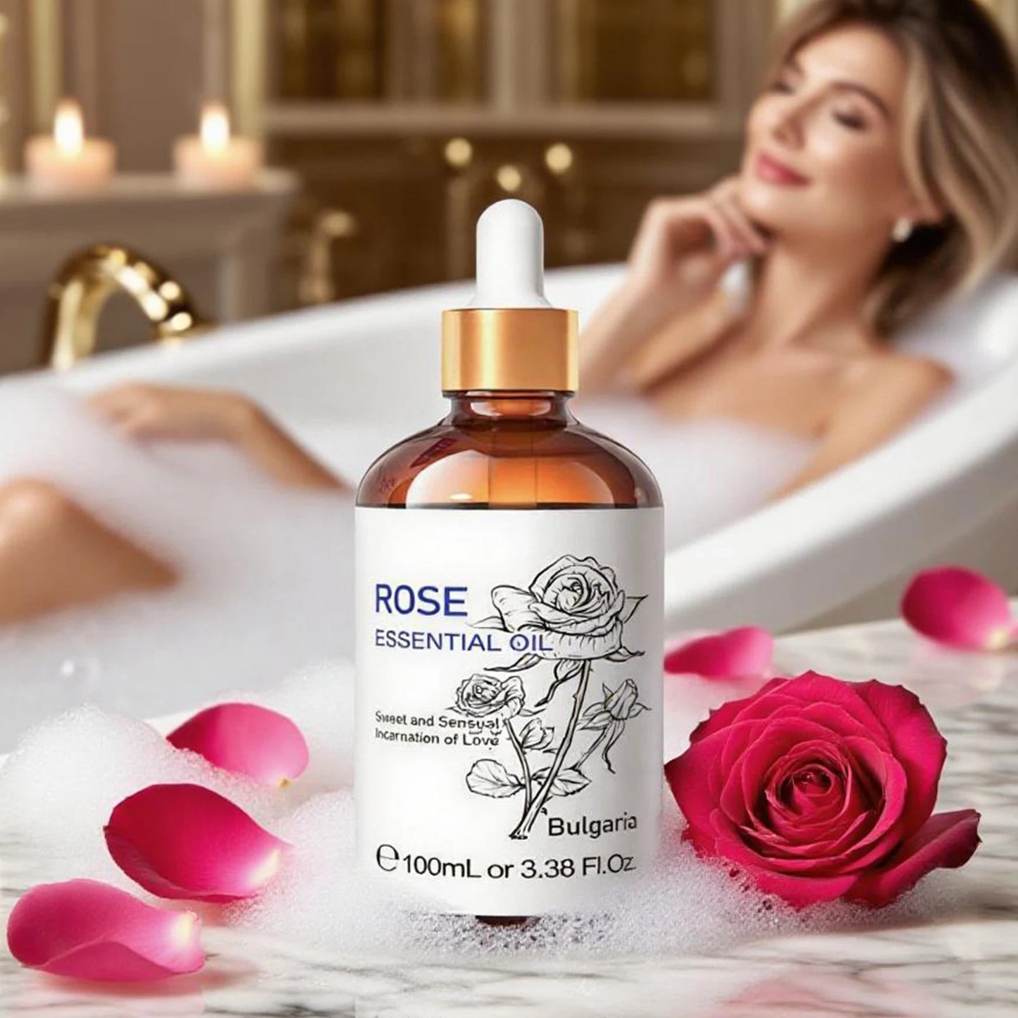 HIQILI Essential Oil Rose Geranium Lavanda Citronela Tea Tree vanille Body Oil Face Skin Care Massage 100ML/3.38fl.oz