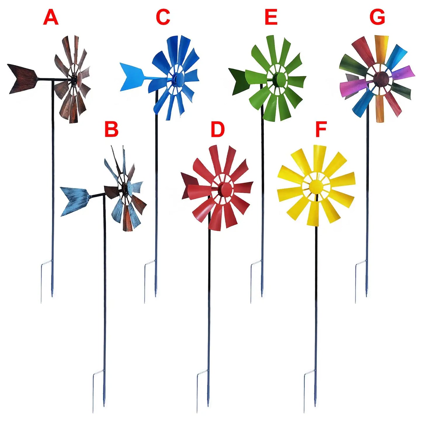 28in  Decorative Lawn Ornament Wind Mill Wind Sculpture Metal