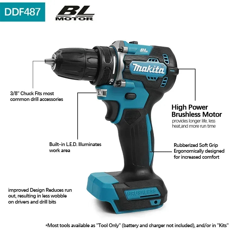 Makita DDF487 18V Cordless Brushless Electric Drill Driver