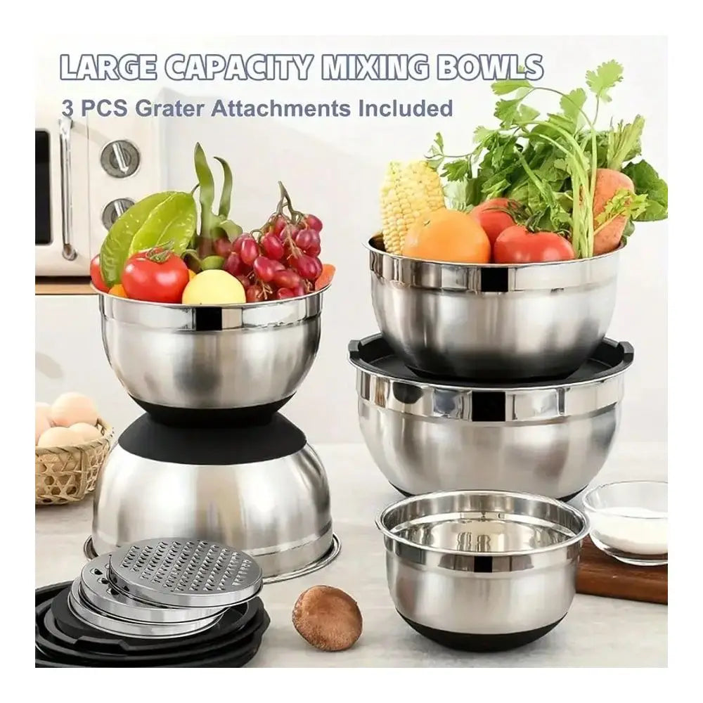 13Pcs 304 Stainless Steel Mixing Bowls With Lids Set Of 8 18 Nesting Bowls With Airtight Lids13Pcs 304 Stainless Steel Mixing Bowls With Lids Set Of 8 18 Nesting Bowls With Airtight Lids