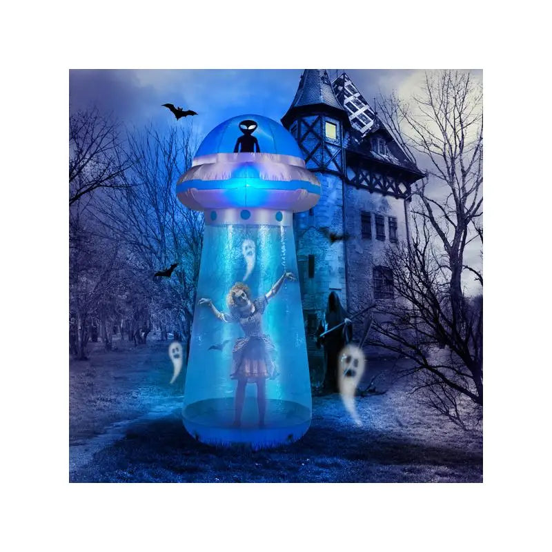 8.8 FT Halloween Inflatable UFO Yard Decor with LED Lights for Indoor Outdoor Party Decoration