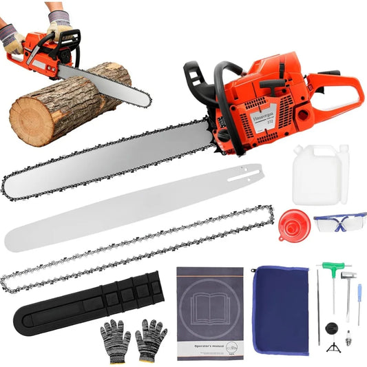 28 Inch 71CC 2-Cycle Gas Chainsaw 4HP Handheld Petrol Chainsaw for Wood Cutting