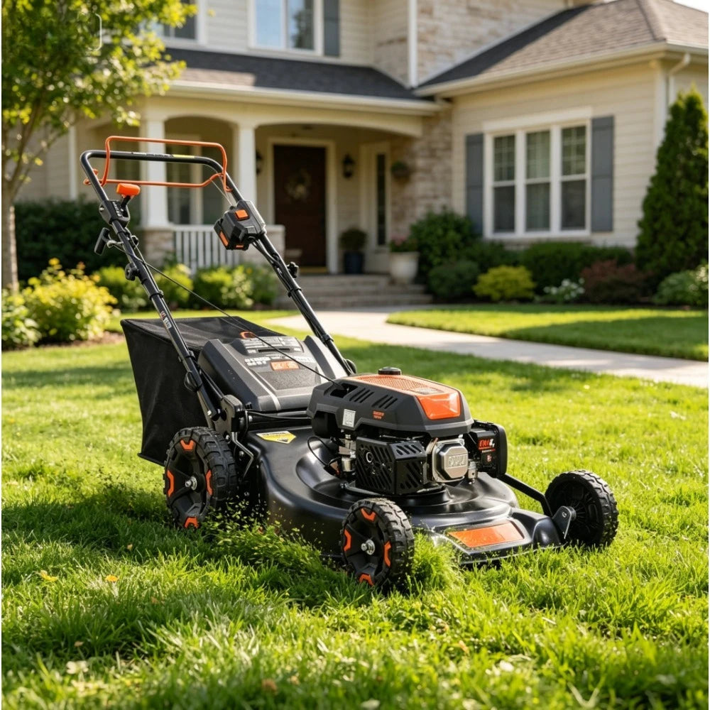 24" 201cc Self-Propelled Gas Lawn Mower – Electric Start, 6-Speed CVT, 3-in-1