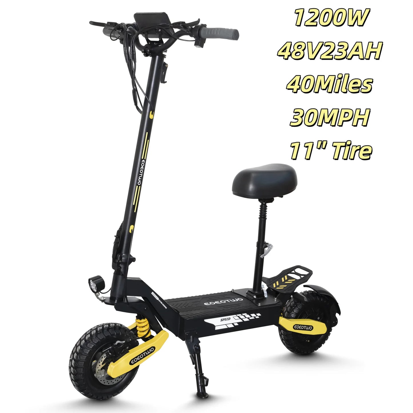 1200W Off Road Electric Scooter for Adults 48V Long Range E-Scooter 30MP 11" Tires