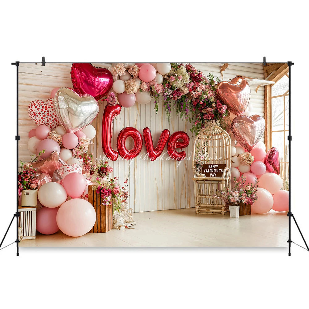 Valentines Day Backdrops Child Baby Photo Props Adult Kids Decors Heart-Shaped  Balloons Photography Studio Backgrounds