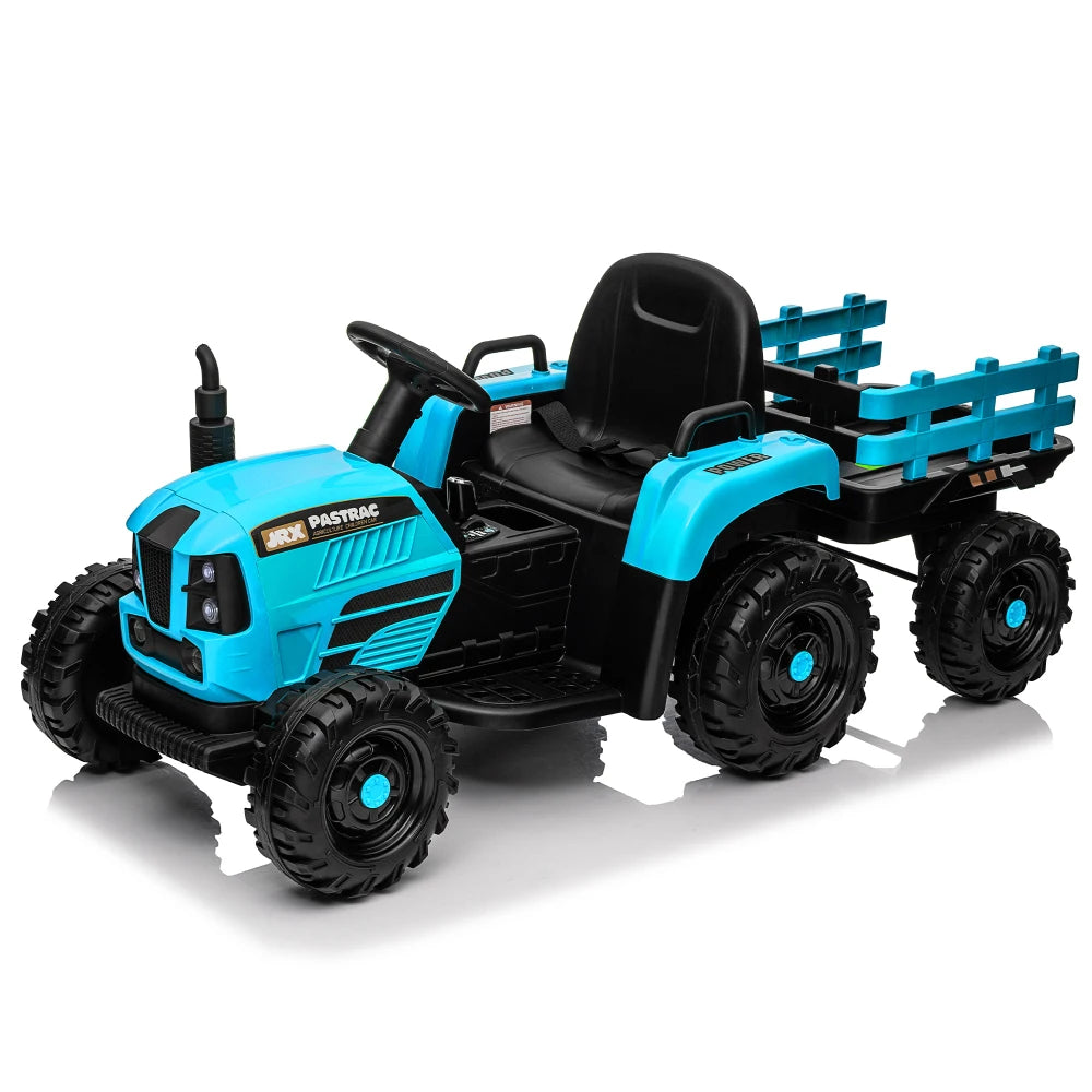 Ride on Tractor with Trailer 24V 400W Powered Electric Tractor Toy Two-point safety belt.