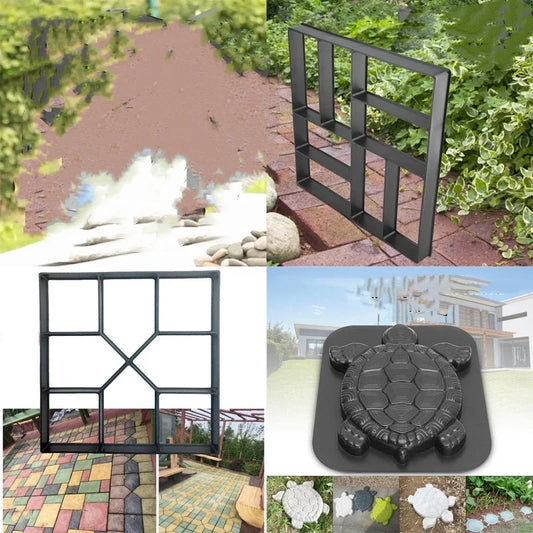 Garden Mold Walk Pavement Reusable DIY Manually Paving Cement Brick Stone Road Concrete Molds Manually Paving Garden Decoration
