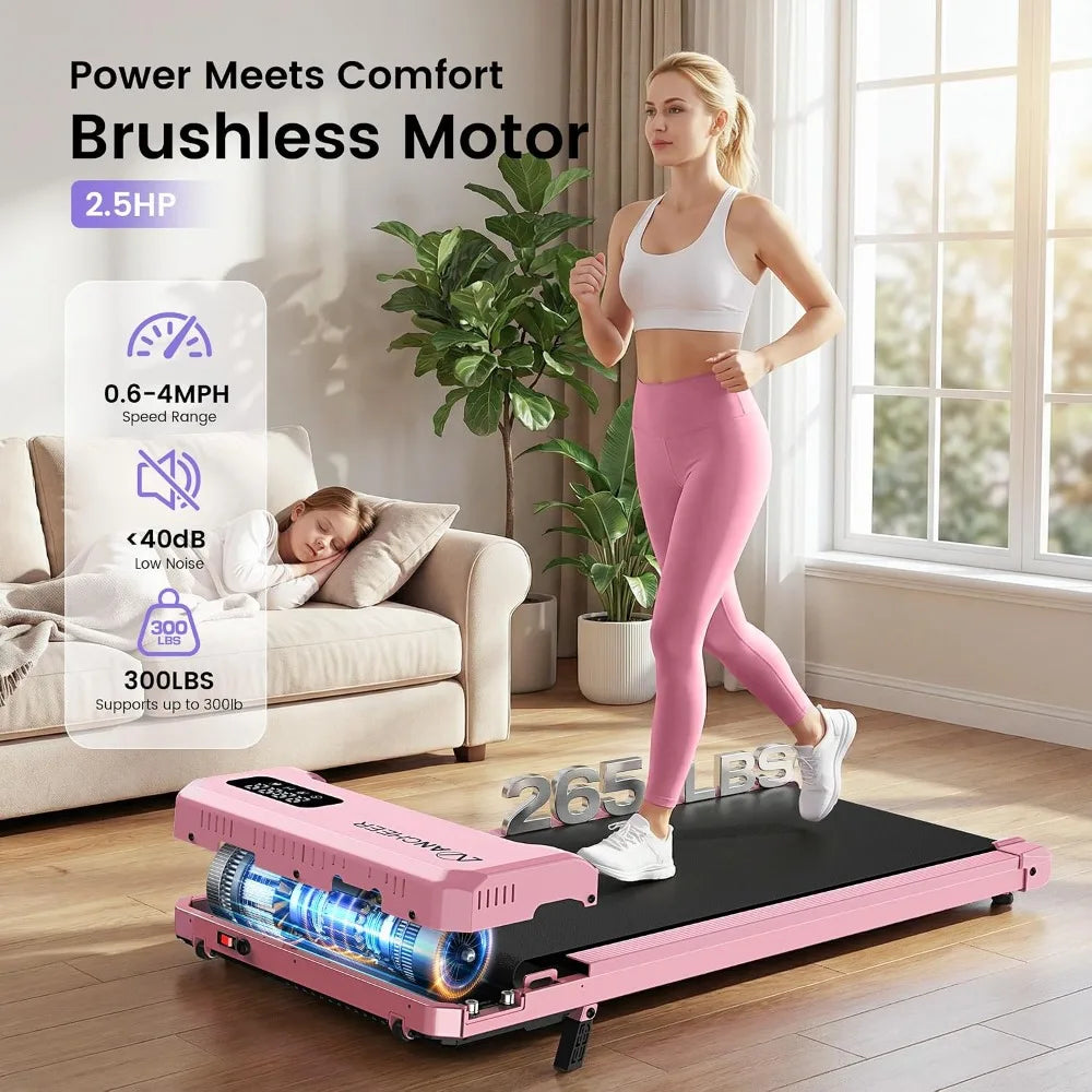 Walking Pad Treadmill with Incline, 3.5HP Portable Foldable Under Desk Treadmill for Home Office Small Spaces with LED