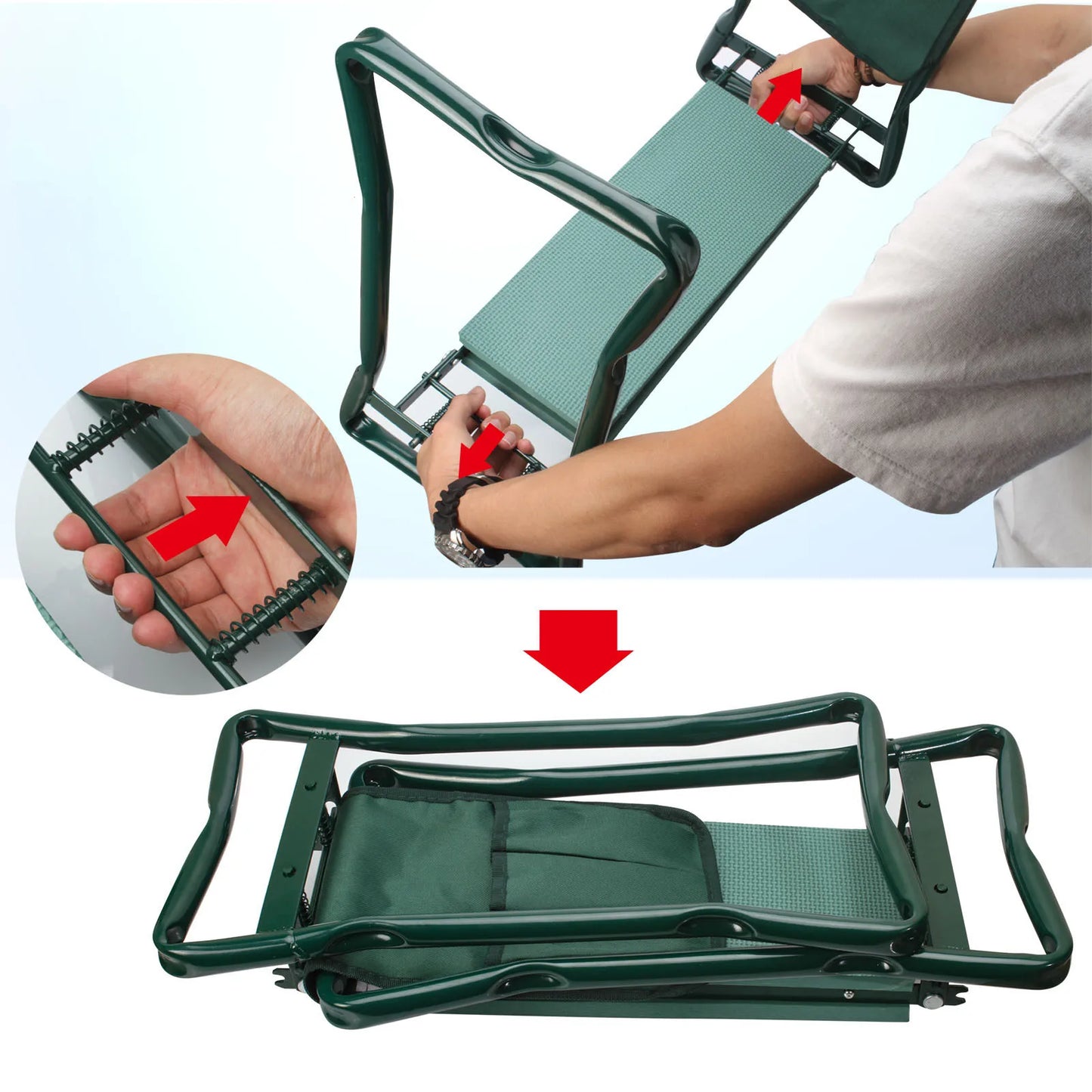 Heavy Duty Garden Kneeler Seat, Thickend Soft Eva Pad, Foldable Garden Stool Pouch, Steel Frame