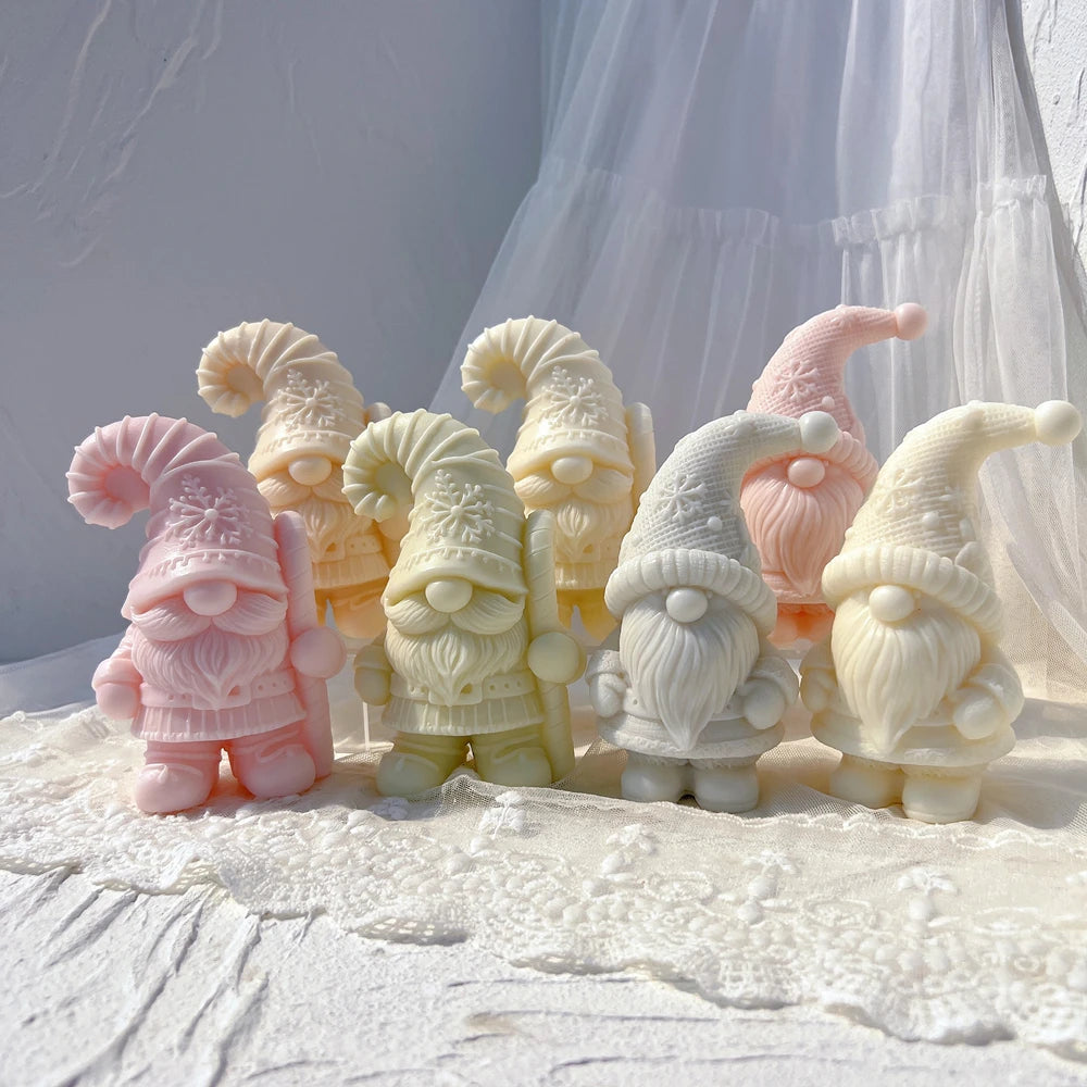 Two Designs Christmas Gnome Candle Silicone Mold