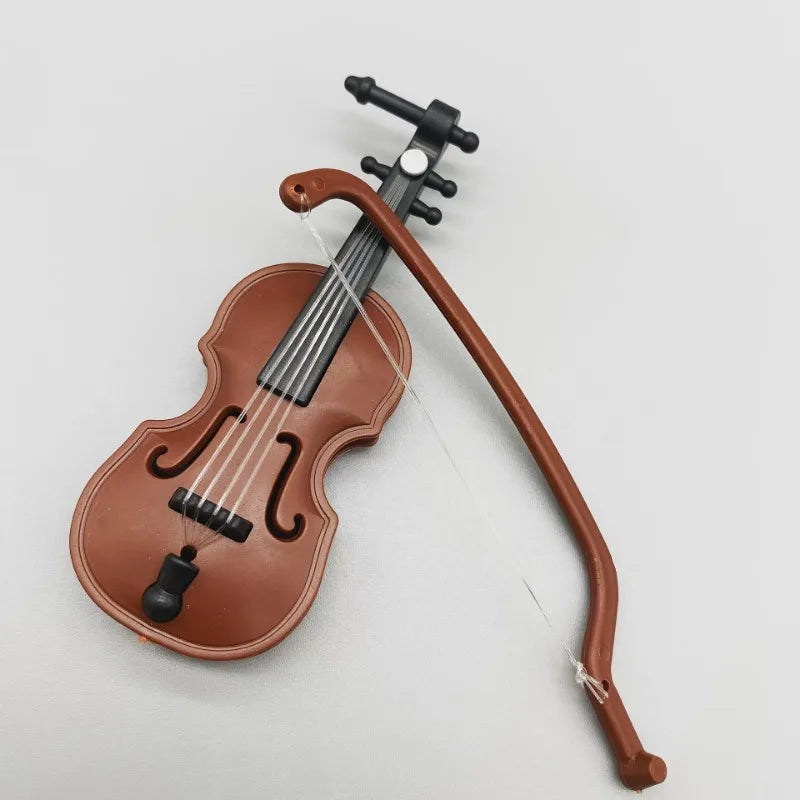 Mini Violin Prop Wooden Musical Instrument Decoration Handmade Desktop Violin for Dollhouse Miniatures and Home Decor