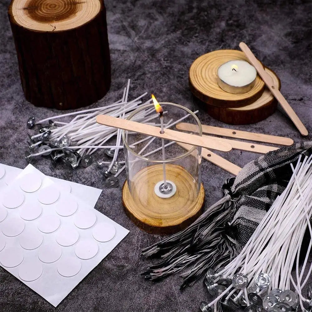 Multiple Sizes Waxed Cotton Thread Candle Wick 100pcs/set Smokeless Wick & Holder