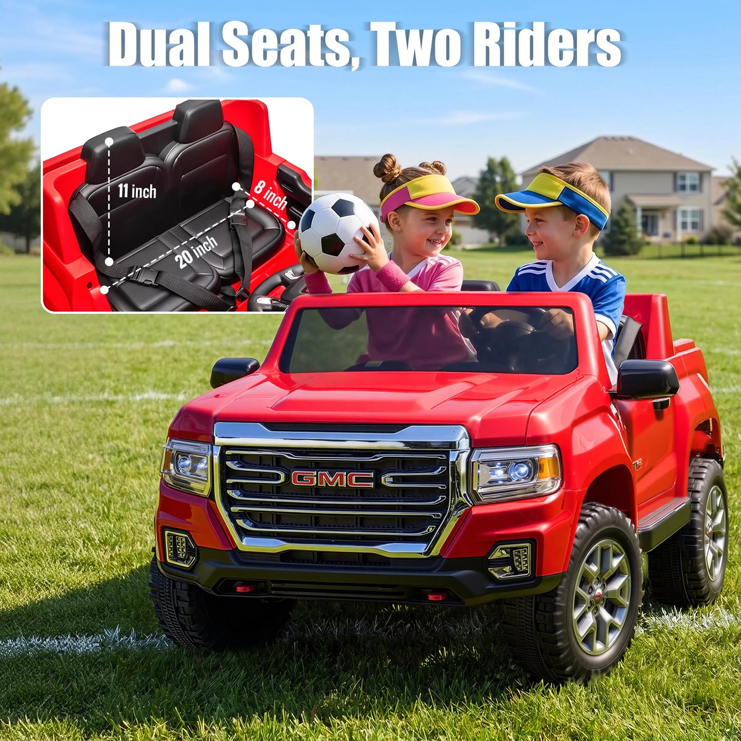 24V 4WD Kids Ride On Truck, 4 Motors 7AH Battery Electric Pickup Car, with LED Lights, Spring Suspension, MP3, 2 Speed Switch, Gift for Kids