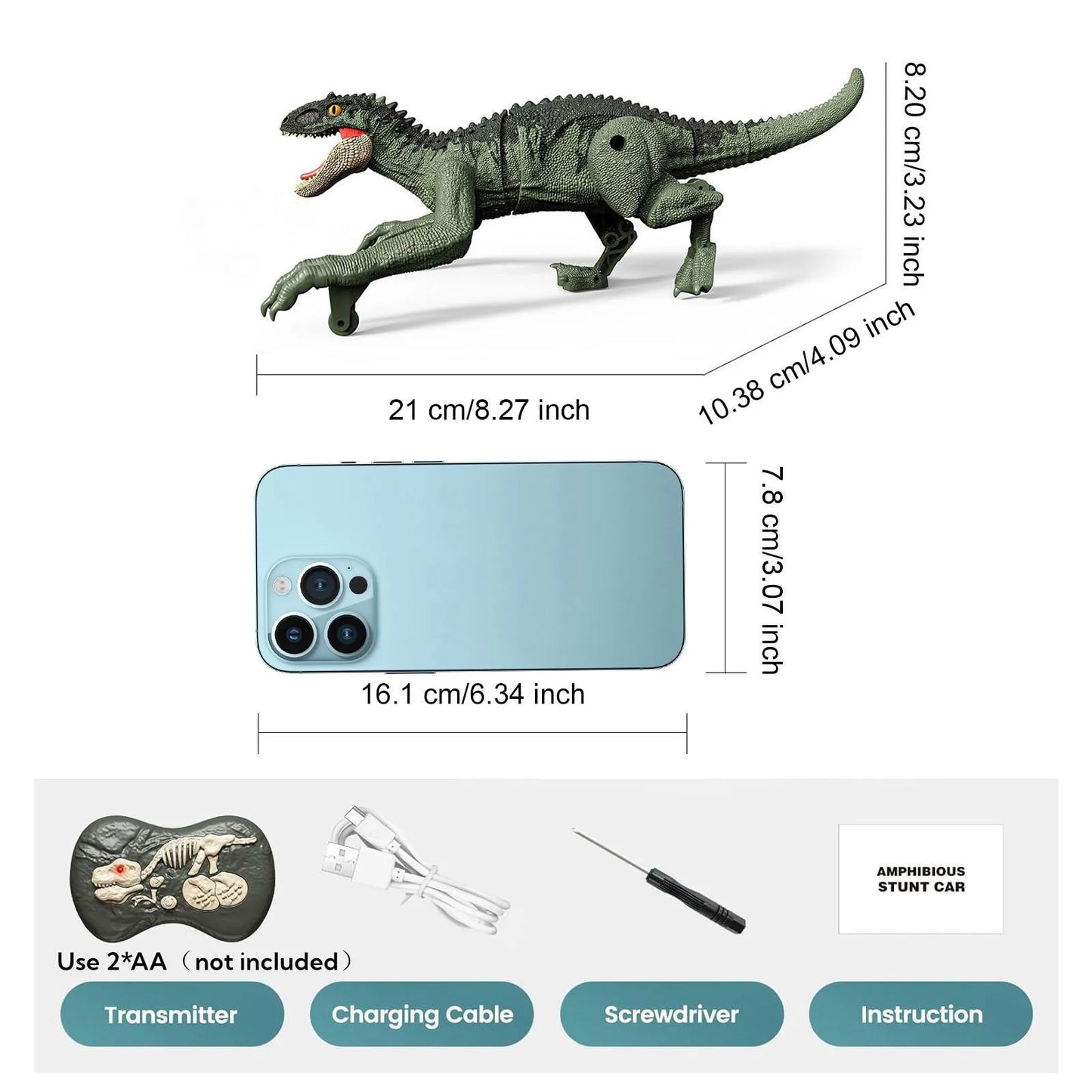 RC Dinosaur with Sound & Lights, 2.4GHz RC Robot Dinosaur Walking RC Velociraptor