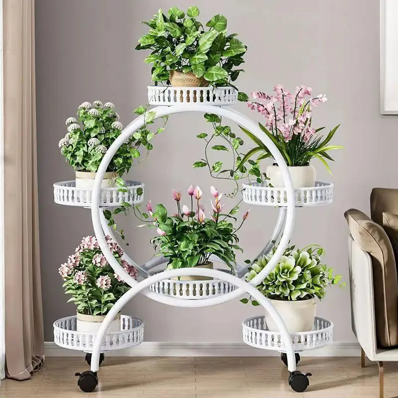Metal Mobile Plant Rack with Locking Wheels