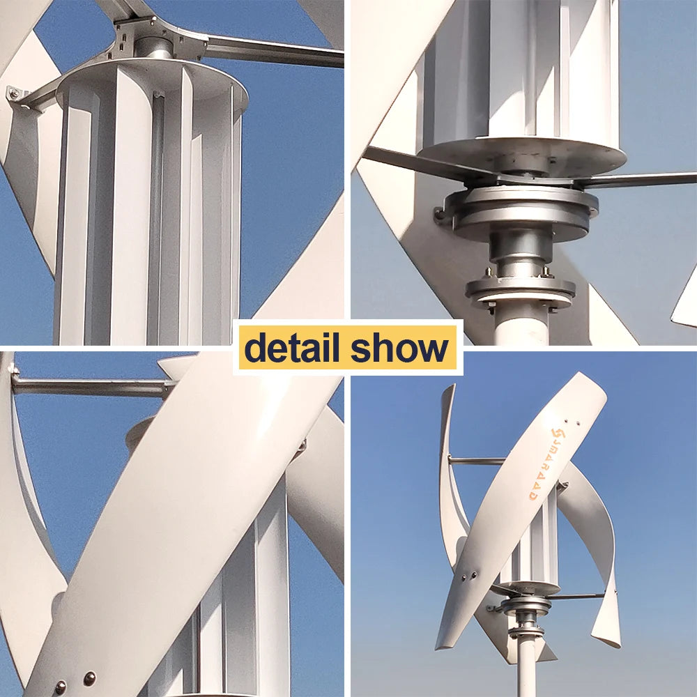 2000W Vertical Axis Wind Turbine Generator Kit 48V Windmill with 220V AC Output Complete Set Controller And Inverter