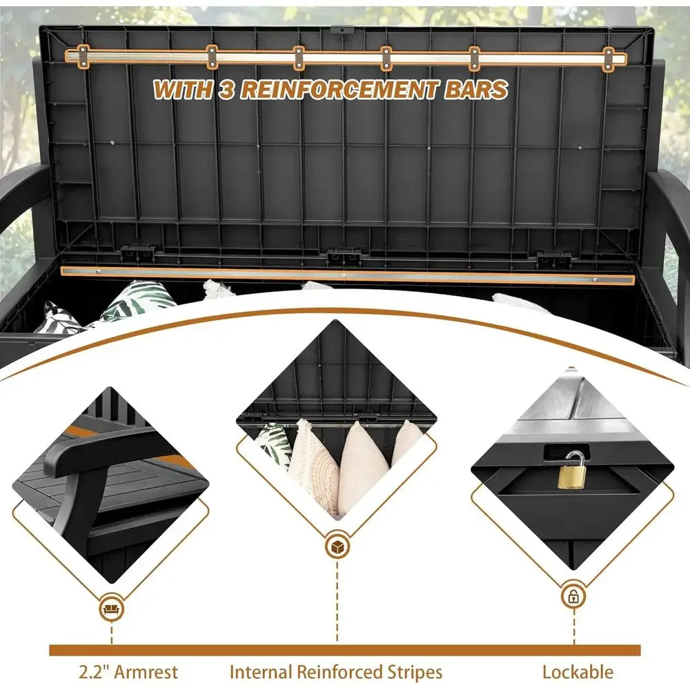 Bestseller Lockable 80 Gallon Outdoor Storage Bench with Cushions,