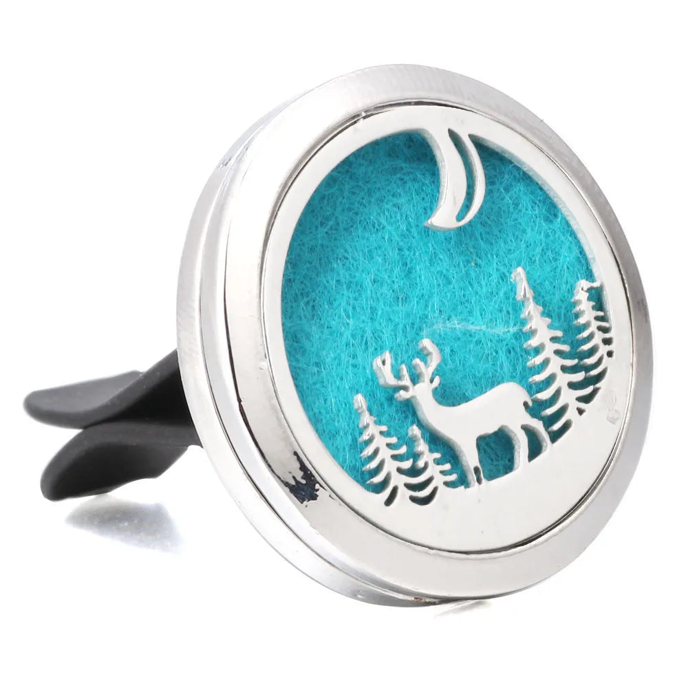 Essential Oil Diffuser Stainless Steel Magnetic Car Air Freshener Vent Clip + 1pcs Pad
