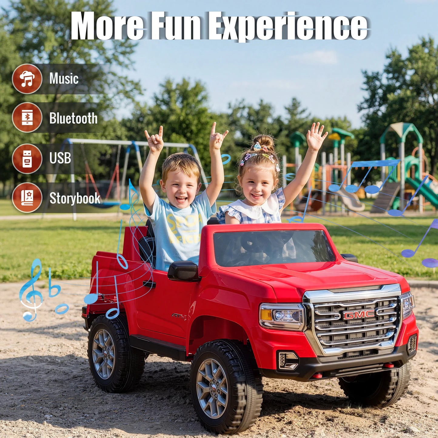24V 4WD Kids Ride On Truck, 4 Motors 7AH Battery Electric Pickup Car, with LED Lights, Spring Suspension, MP3, 2 Speed Switch, Gift for Kids