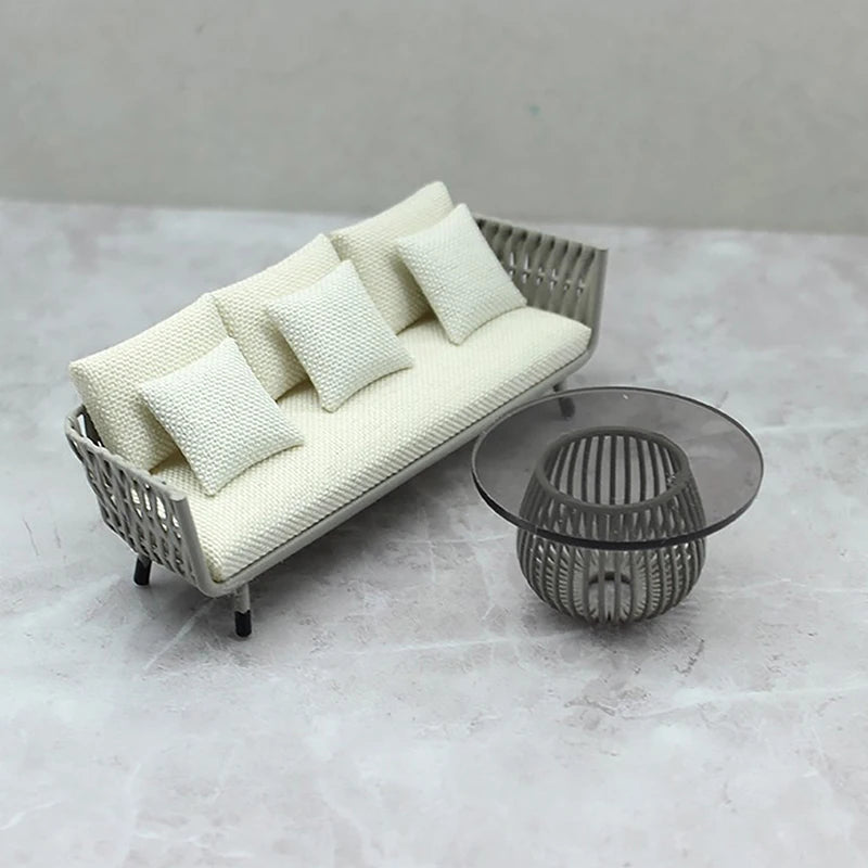 Dollhouse Miniature Furniture, Pretend Play Toy, Sofa Model for Children's Photo Props.