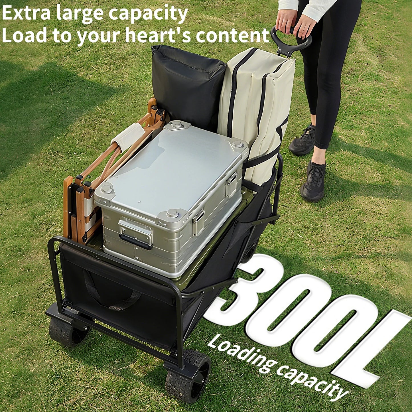 550LBS Big Tank Wheels Beach Wagon For Sand Large Capacity Foldable Ca550LBS Big Tank Wheels Beach Wagon