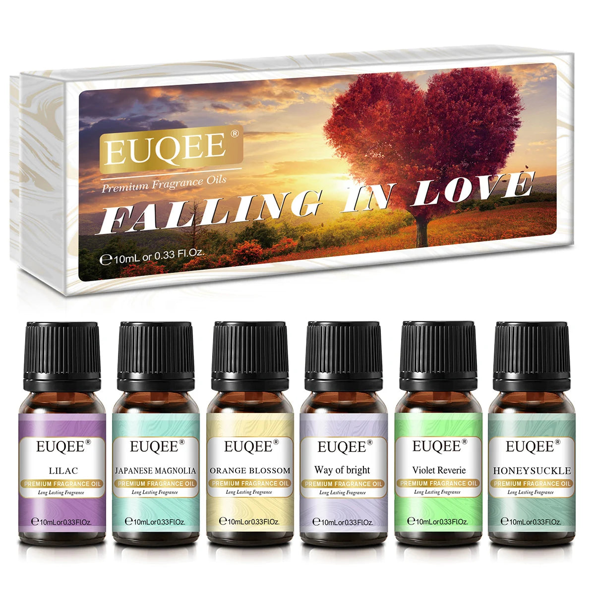 EUQEE 6pcs Aromatherapy Fragrance Oil Set-10ml Aroma Reed Diffuser Oils For Candle Making, Humidifier, DIY Perfume, Oil Burner