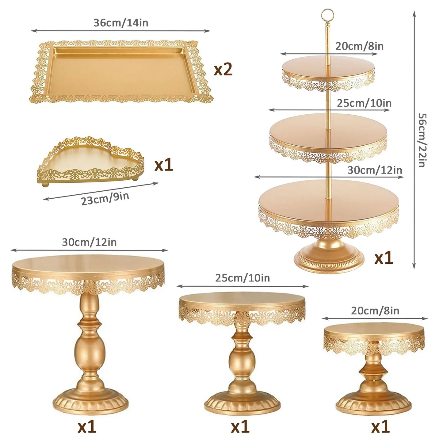 7Pcs Gold Cake Stand, Metal Cupcake Stand  Elegant Gold Dessert Stands